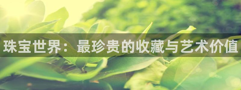 新宝股东王听2 5 5：珠宝世界：最珍贵的收藏与艺术价值